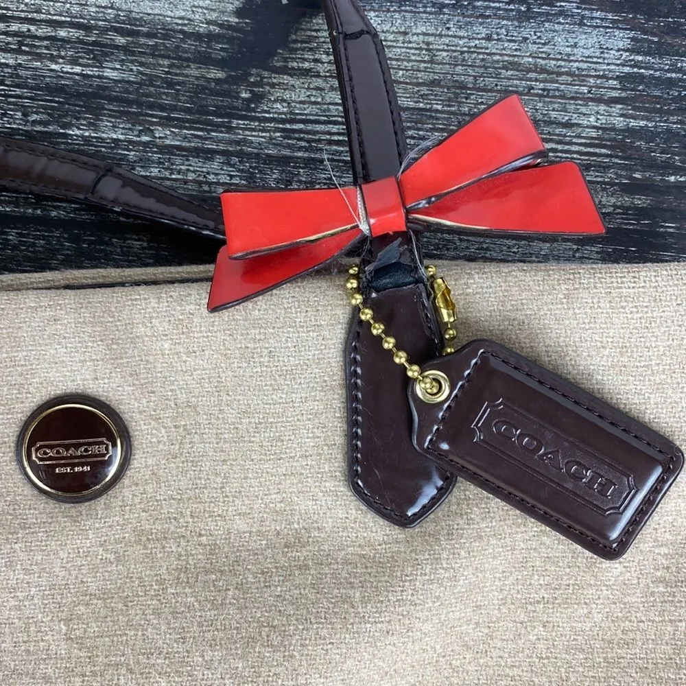 Coach Tan & Brown Wool Blend Striped North South Tote Bag - Image 5