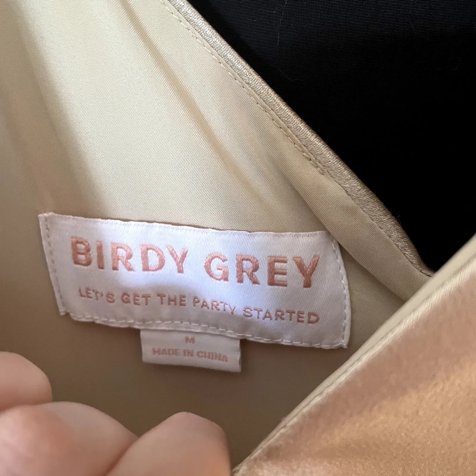 Birdy Grey gold maxi v-neck side slit spaghetti strap women's M dress formal - Image 3