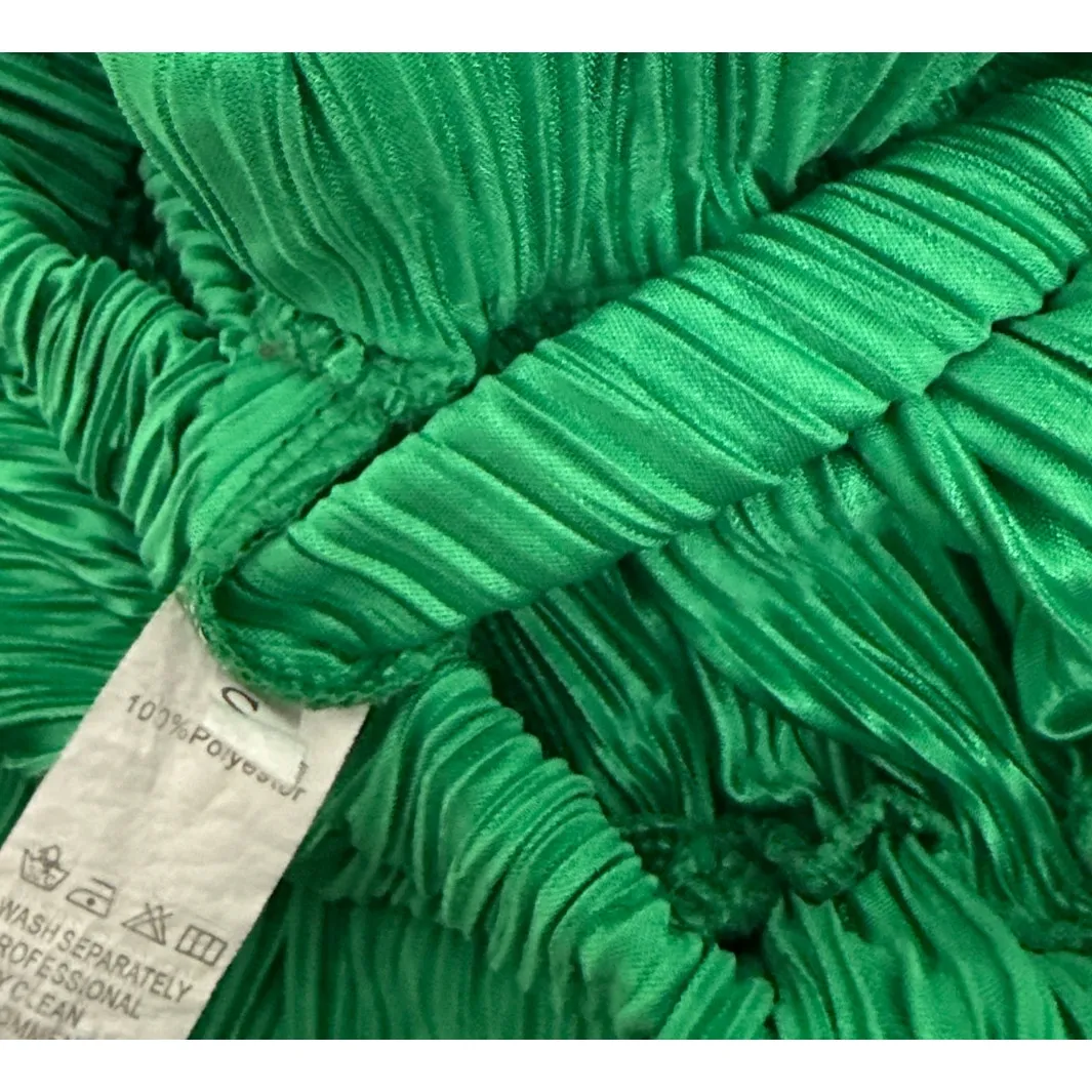 Matching Set Kelly Green 2 Piece Ruched Flowy Casual Holiday Outfit Size Small - Image 4