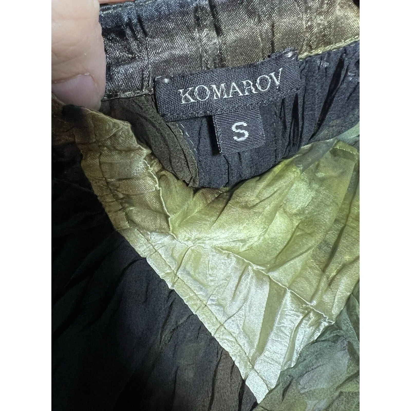 Komarov Top Blouse Women Small Abstract Print Crinkle Artsy Shirt Kimono Sleeves - Image 2