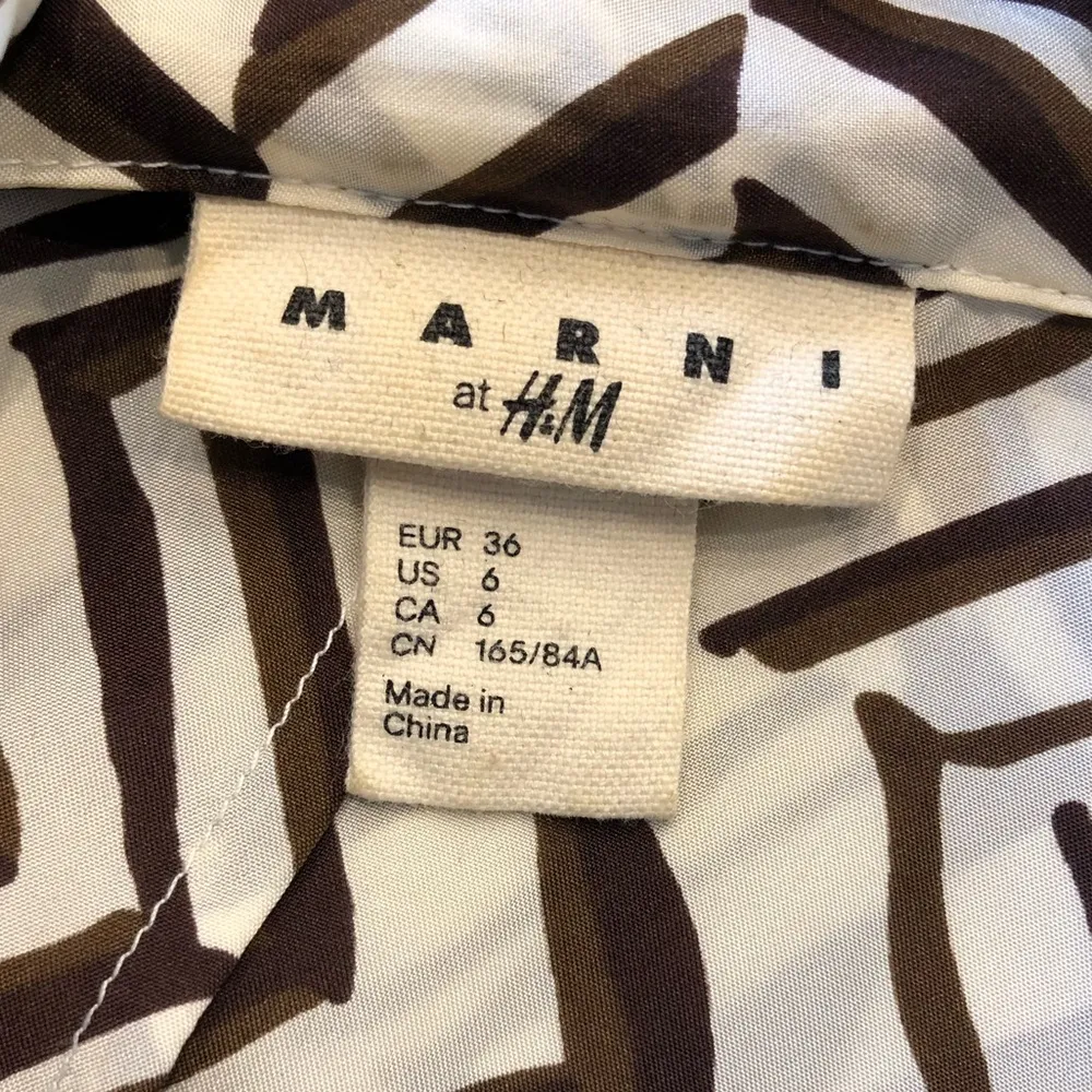 Marni at H&M brown and beige printed silk dress - Image 6