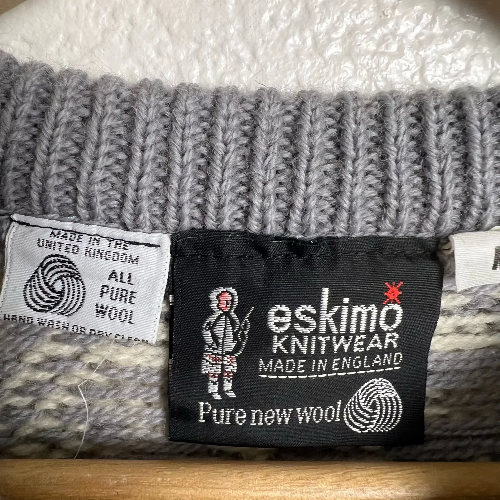 Vintage Eskimo Knitwear Women’s Gray White Wool Winter Pullover Sweater Size M Size M - Image 8