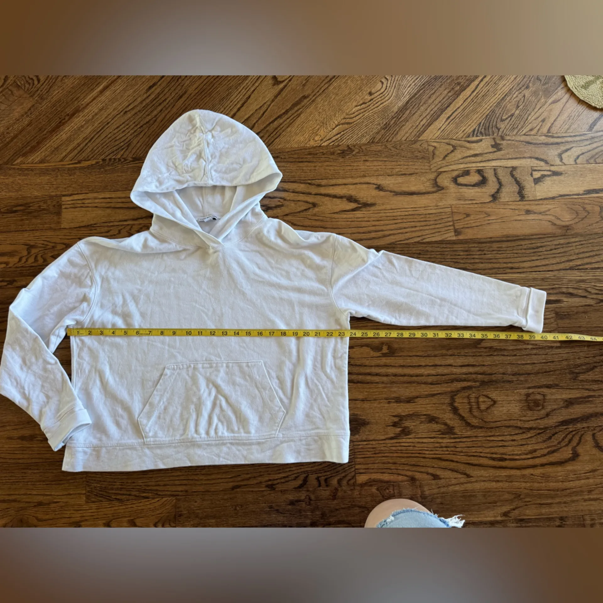 James Perse Standard 100% Cotton Pullover Hoodie 2 Small White Lightweight - Image 3