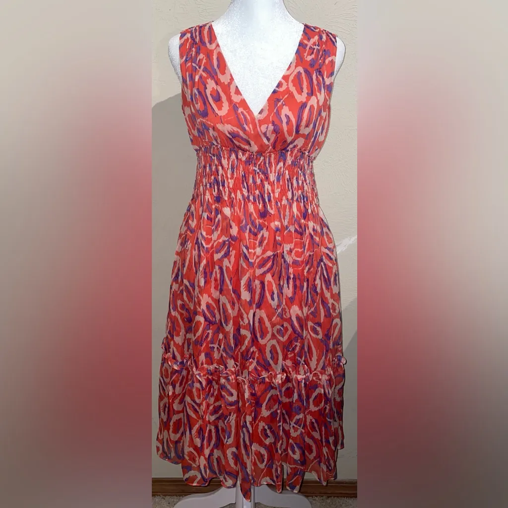Diane Von Furstenberg DVF for Neiman Marcus Women’s Size 2 Silk Coral Dress Midi - Image 3