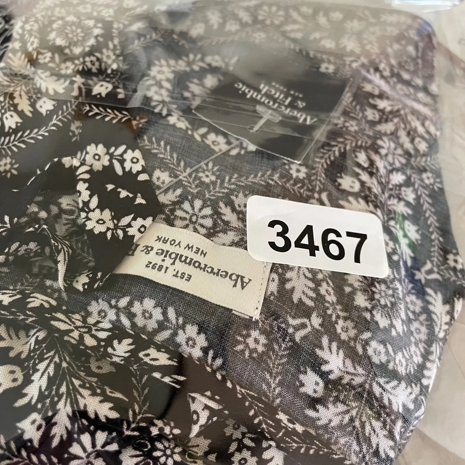 NWT‎ Abercrombie & Fitch XS Dress Black White Floral Print Cap Sleeve Mini - Image 9