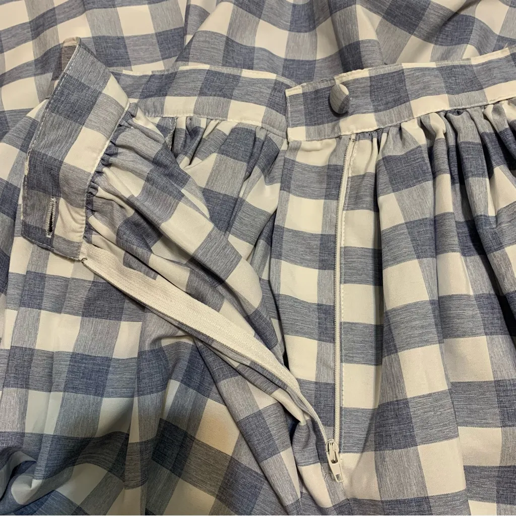 NWOT Unique Vintage 1950s Blue & White Gingham High Waist Swing Skirt Size L - Image 8