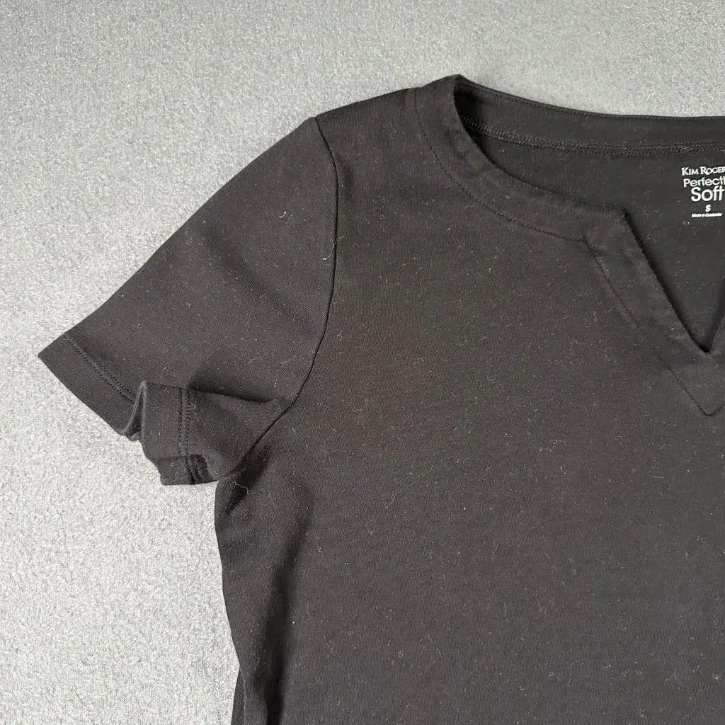 Kim Rogers Shirt Womens‎ Small Black Perfectly Soft Tee Casual Short Sleeve Top - Image 5