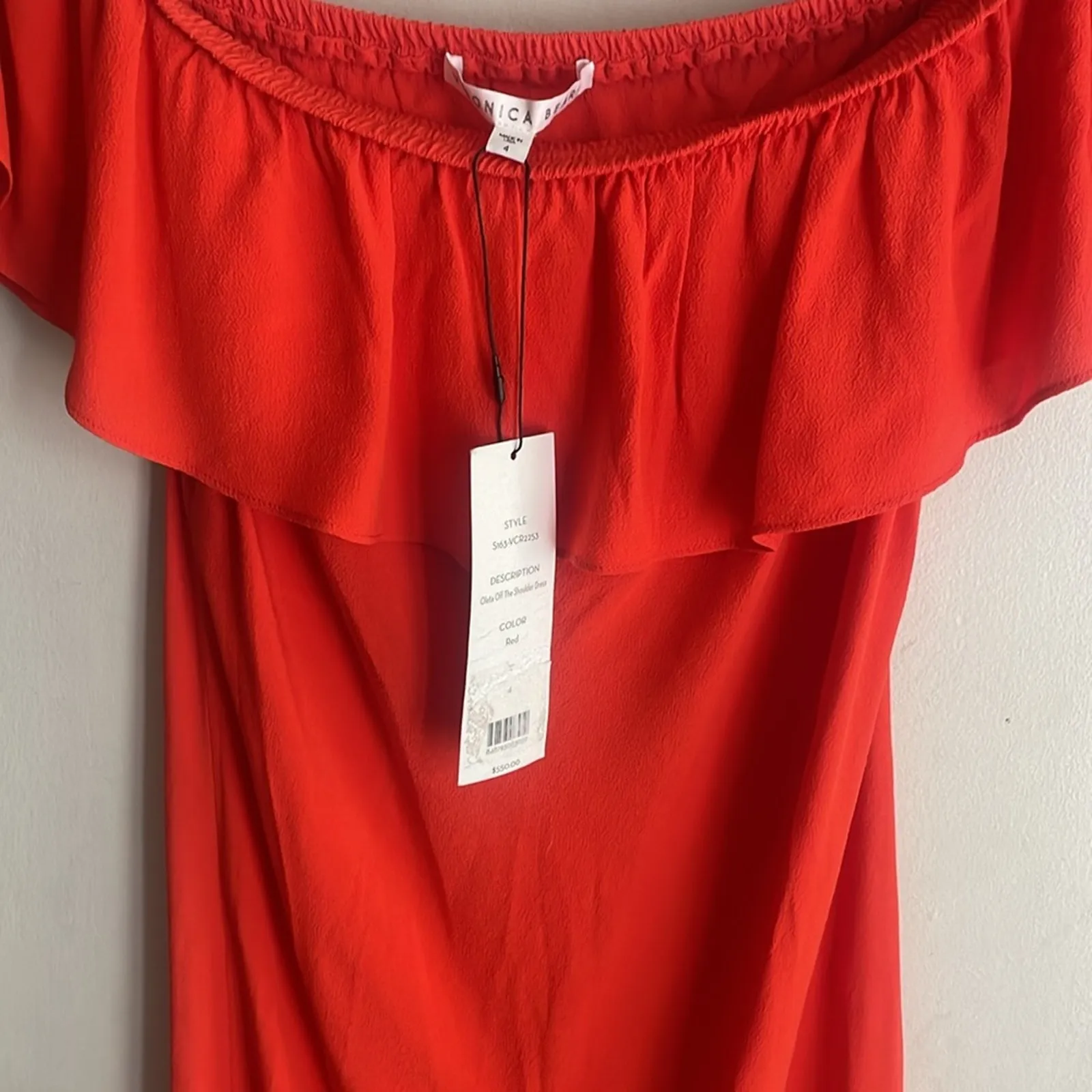 Veronica Beard Oleta Ruffled Off-the-Shoulder Dress Red - Image 7