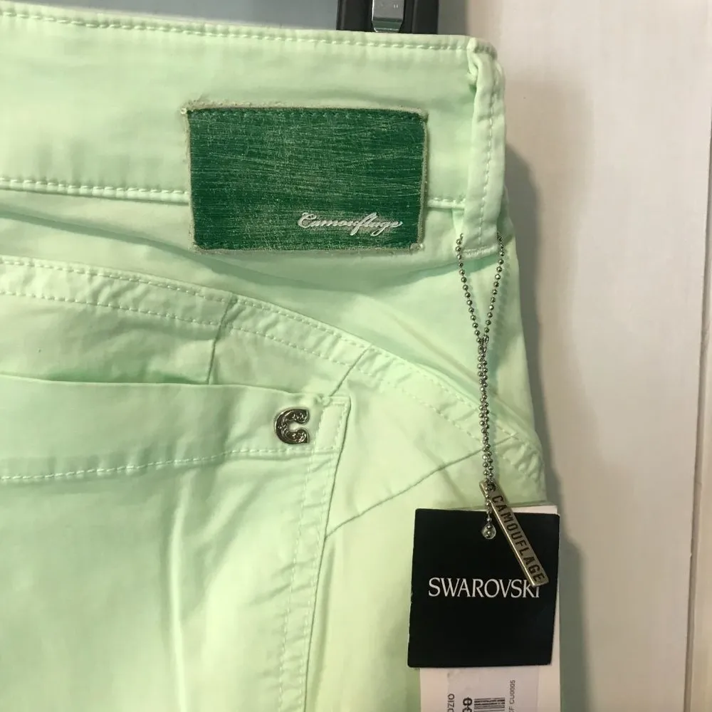 Camouflage by AR & J. women's size 31 Swarovski gem stretch skinny CHANTAL pants Green - Image 5