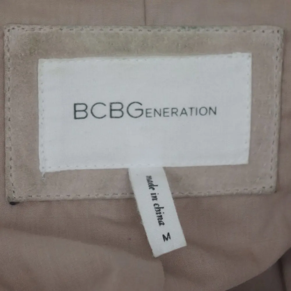 BCBGeneration BCBG Suede Leather Taupe Motorcycle Style Jacket Size Medium - Image 2