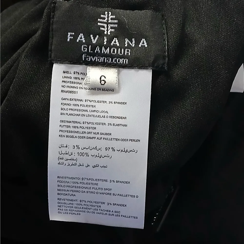 $478 NWT Faviana Women's Formal Evening Gown Size 6 Black Beaded Dress Prom - Image 12