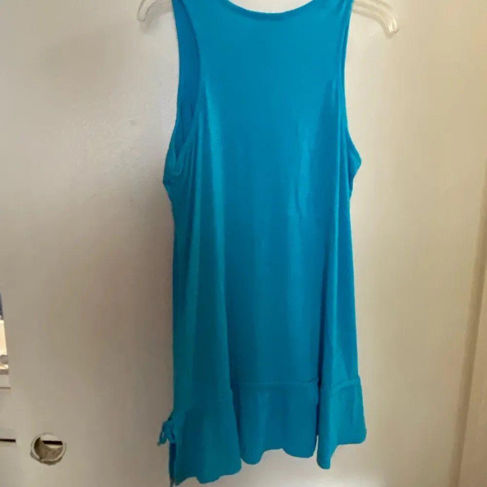 Cover Me Womens Beach Tank Dress Cover Up XL Turquoise Beaded Neck Piece Blue - Image 5