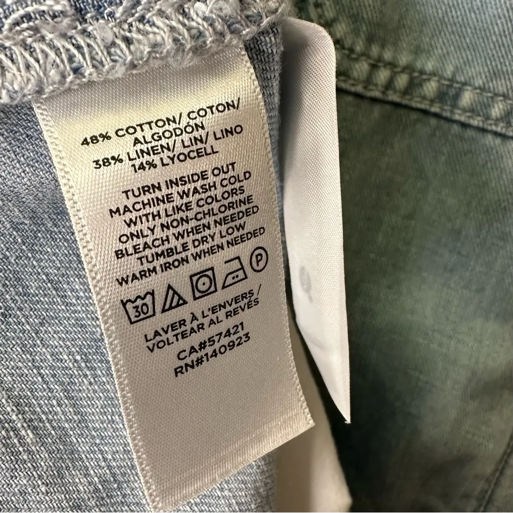 NWT LOFT Light Blue Cotton Linen Blend Denim Shirt Jacket - Image 5