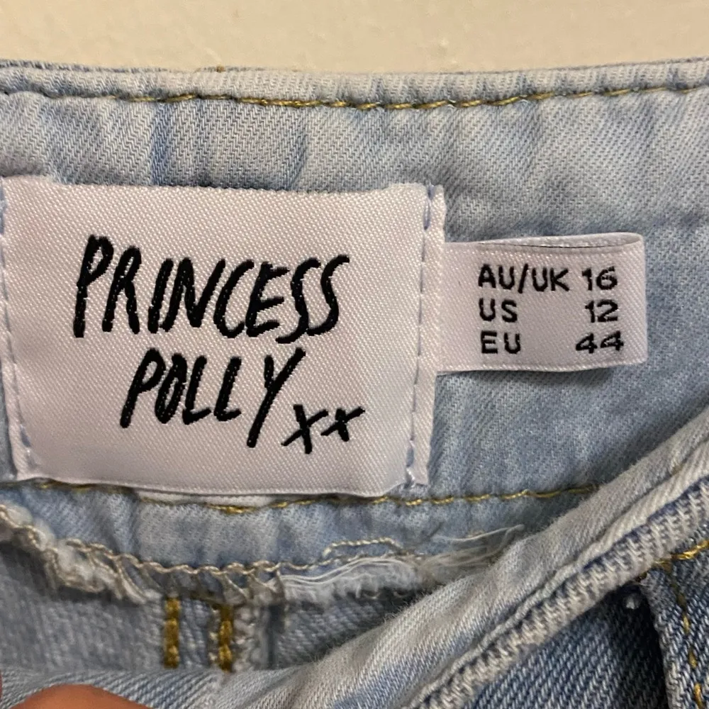 Princess Polly Womens Light Blue Denim Cropped Jeans Size 12 Elastic Waist 32 34 - Image 4