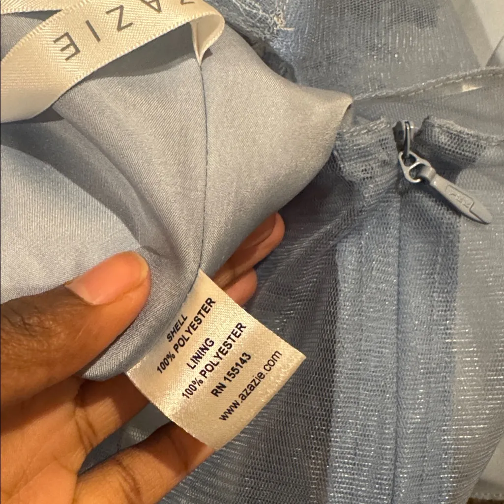 Azazie Libby Dusty Blue A-Line Scoop Sequins Chiffon Dress - Image 8