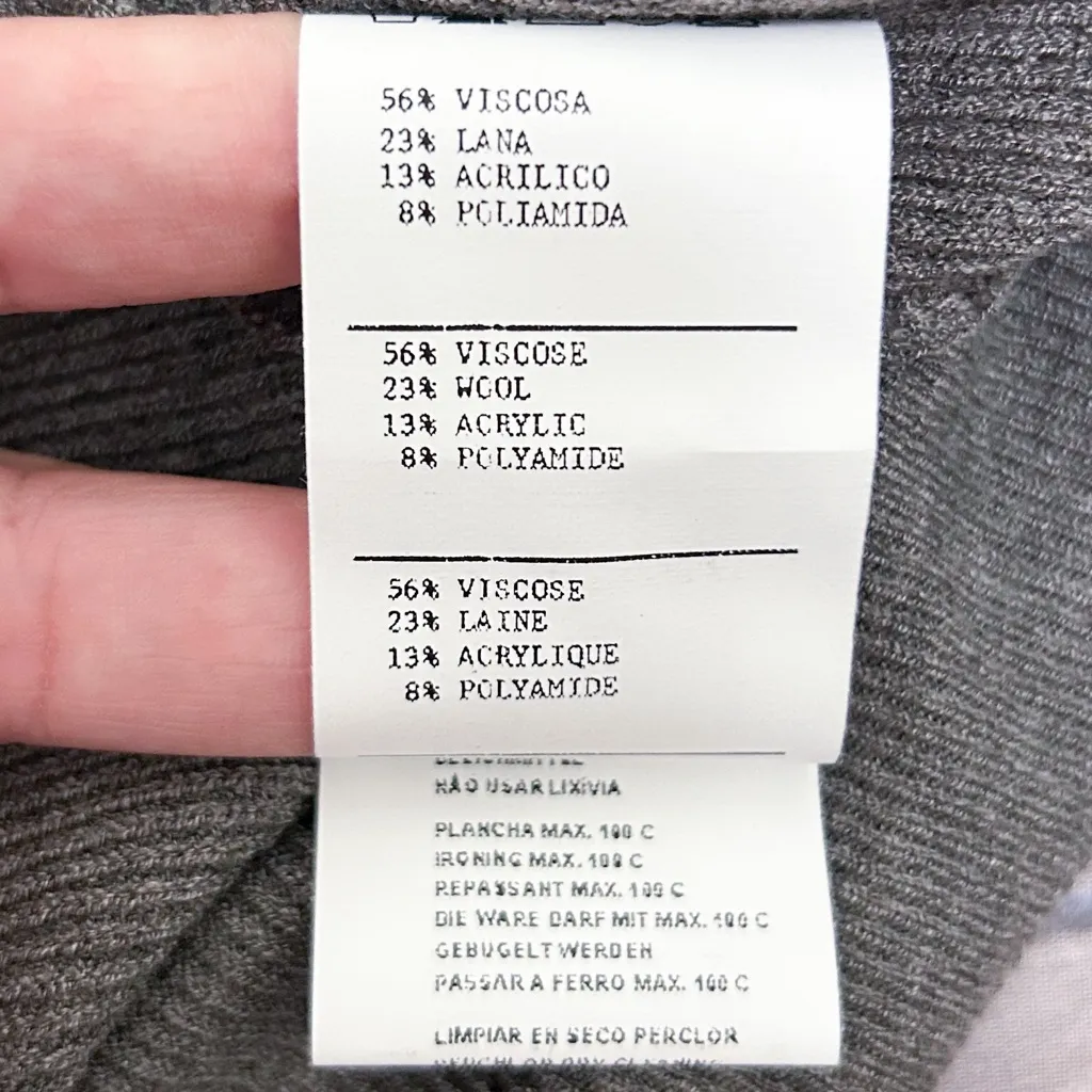 Aldo Martins Heather Grey Floral Dolman Long Sleeve Hi Lo Pullover Knit Sweater Gray Size 12 - Image 10