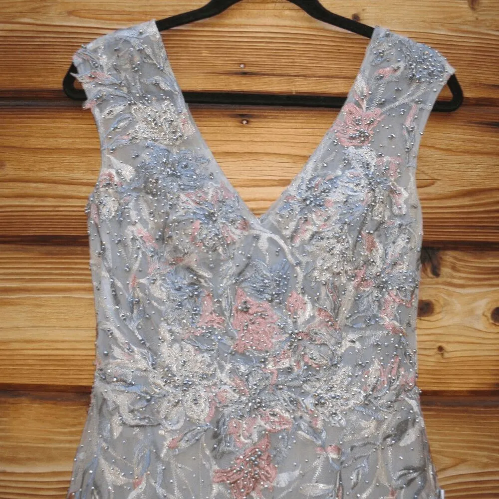 Mac Duggal 20263 Emery Embroidered Gown Dress Gray 6 - Image 9