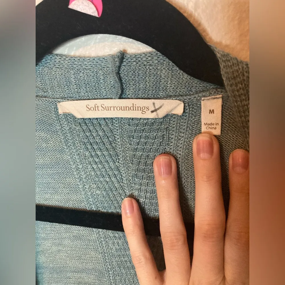 Soft Surroundings Cozy Teal Long Cardigan Size Medium - Image 8