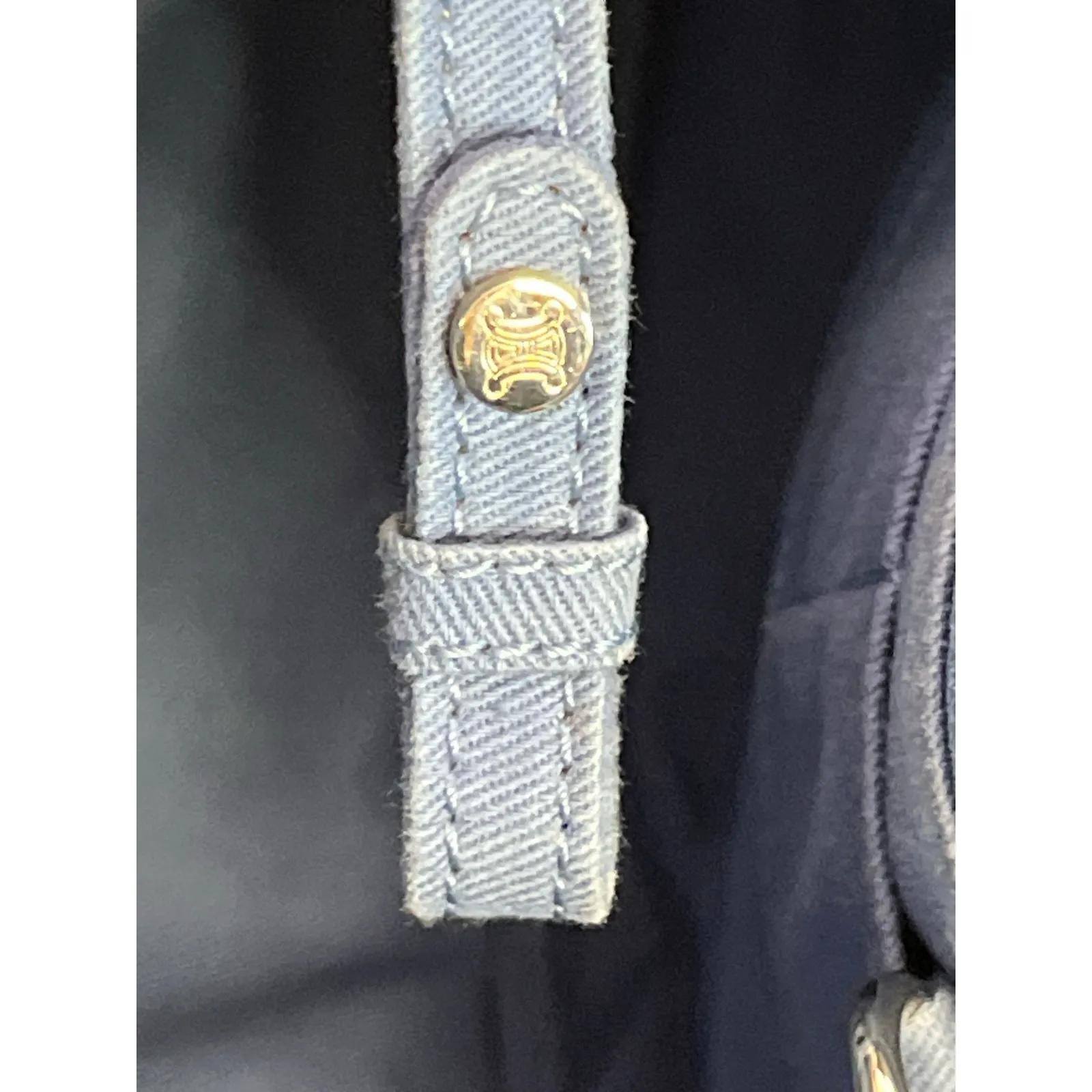 Celine Macadam Denim Drawstring Tote Bag Leather Trim Blue Vintage Y2K - Image 14