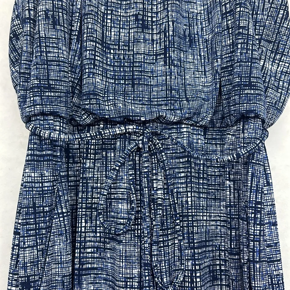 Women's Blue Palm Halter Jumpsuit/Romper Sz 8 Sleeves - Image 4