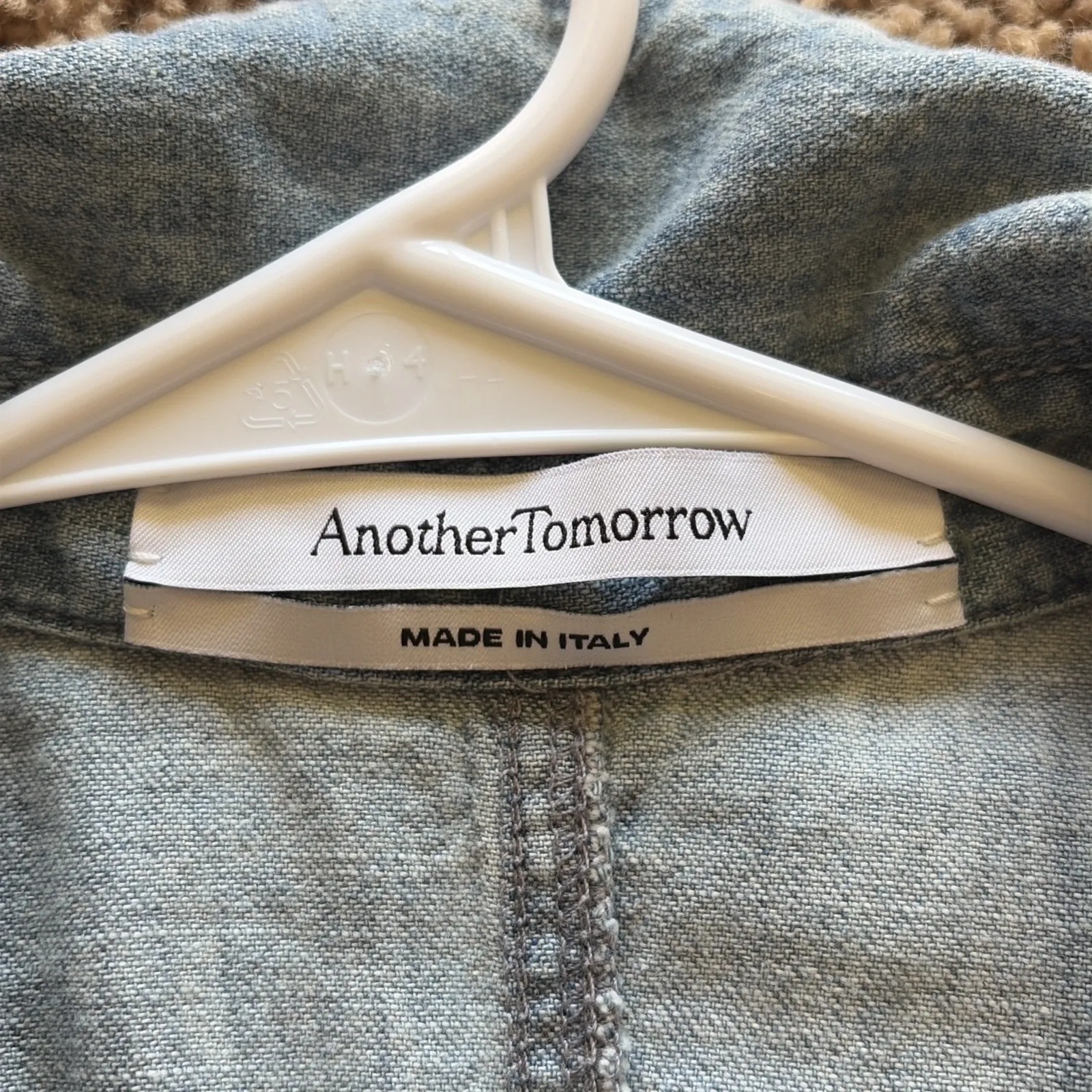 Another Tomorrow Denim Cotton Chambray Midi Dress Made Italy 42 6 *NEEDS REPAIR* Blue - Image 8