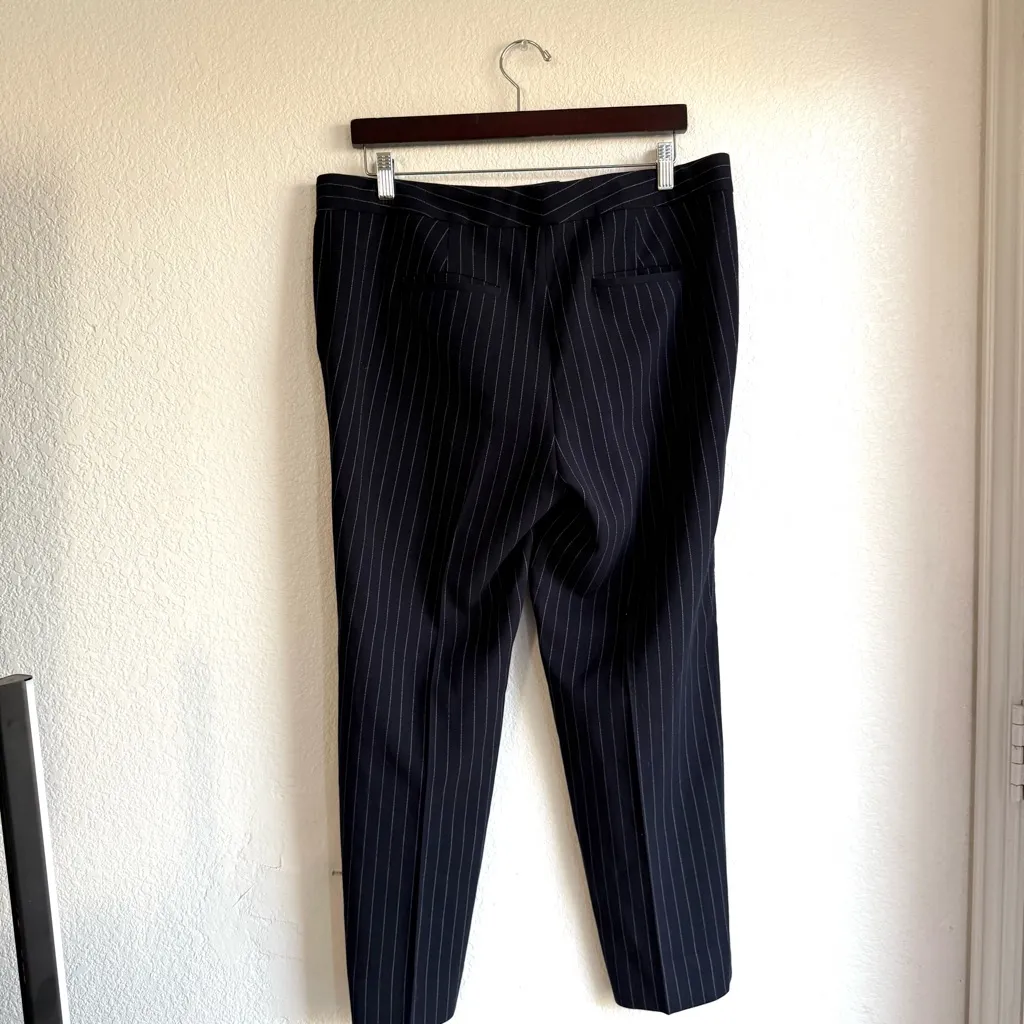 Ann Taylor Womens Pants Navy Blue Devon Fit Pinstripe Career Slacks Size 12 - Image 2