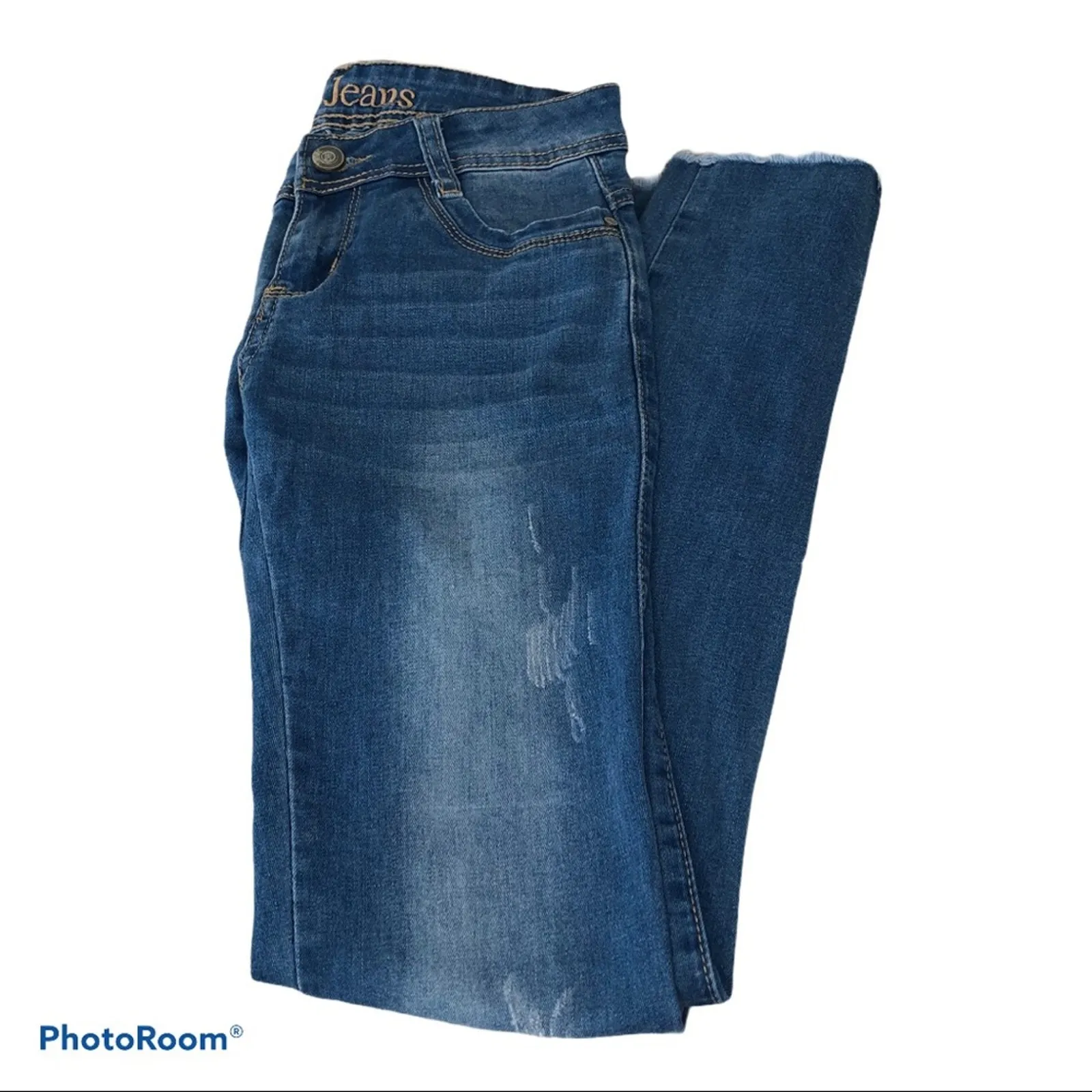 I/A Jeans Icon Apparel Light Wash Distressed Raw Hem Skinny Size 1 Blue - Image 5