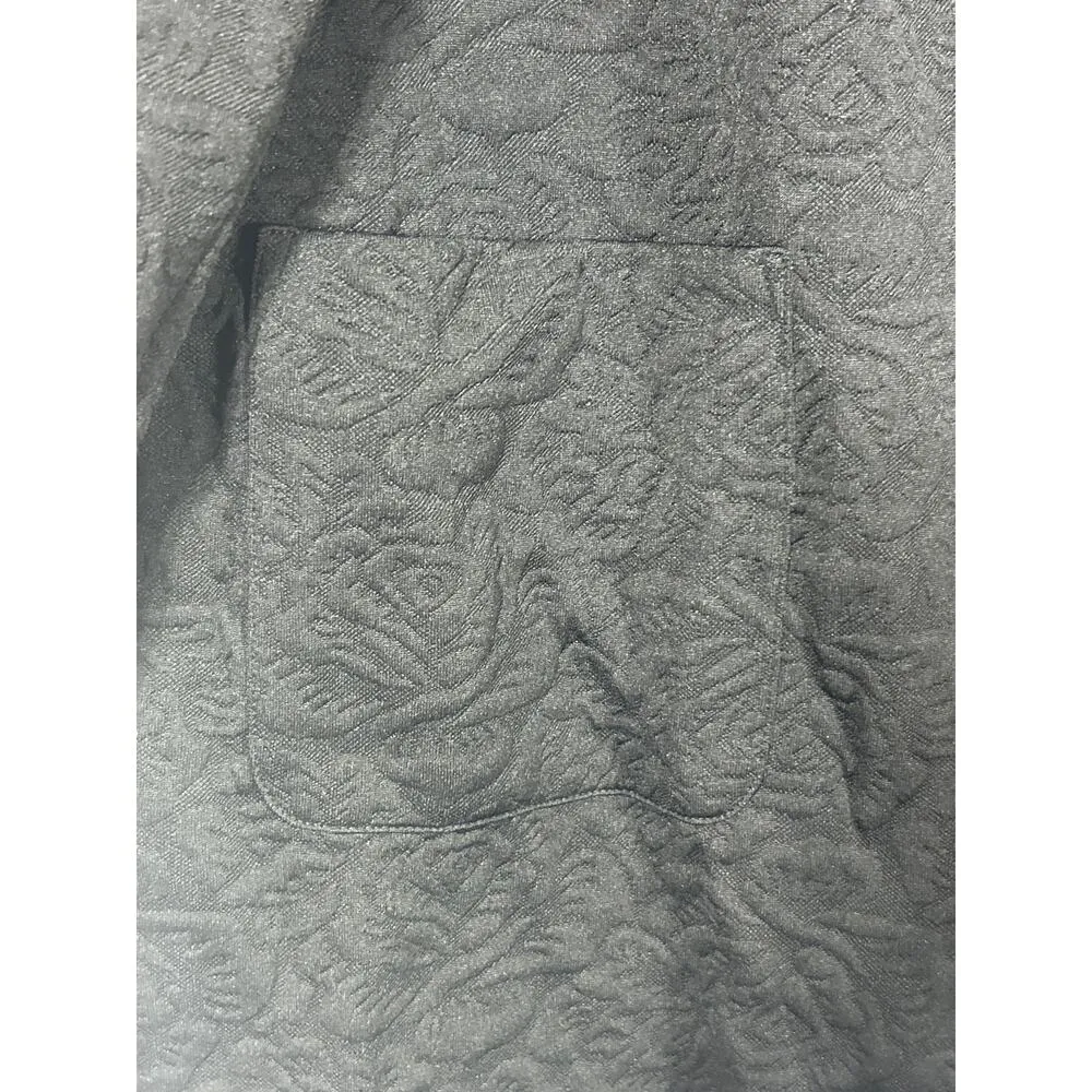 Susan Graver Jacket Large Black Full Zip Mono Textured Floral Tunic - Image 4