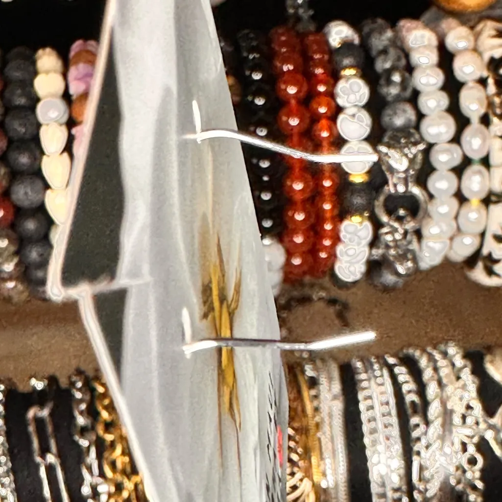 Swarovski Crystal Teardrop Dangle Earrings Silver Tone Twisted Bail - Image 5