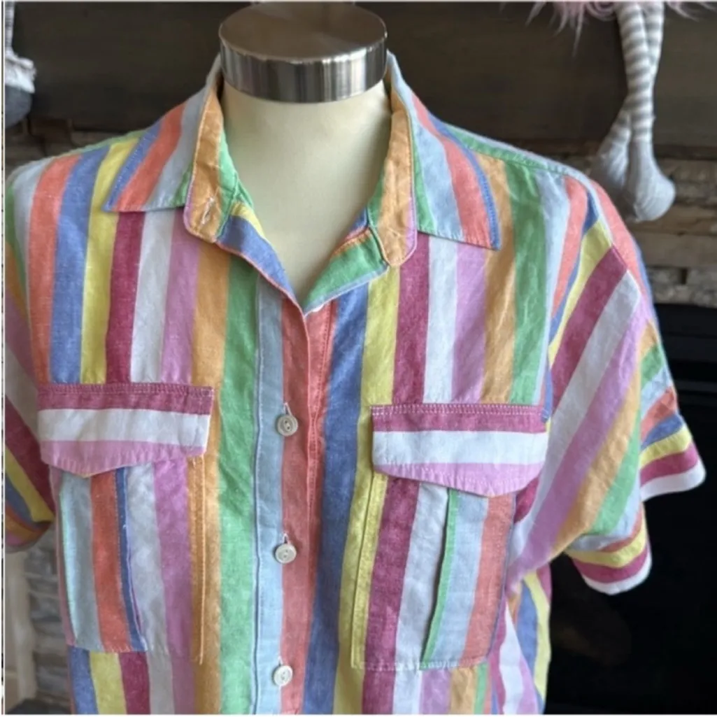 Banana Republic Pastel Striped Button-Down Shirt - Image 11
