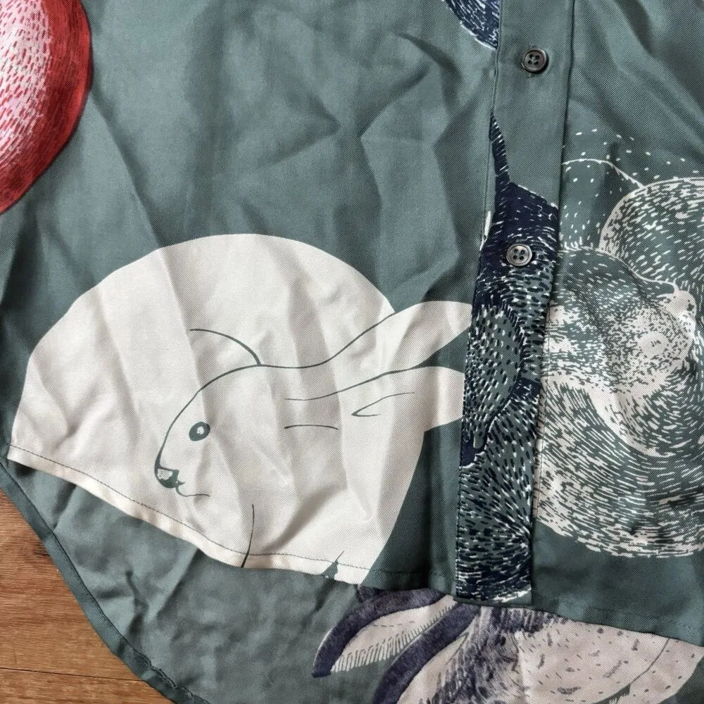 Anthropologie Zoologist Dress Size 2 Rabbit 100% Silk Charlotte Linton Blue - Image 4