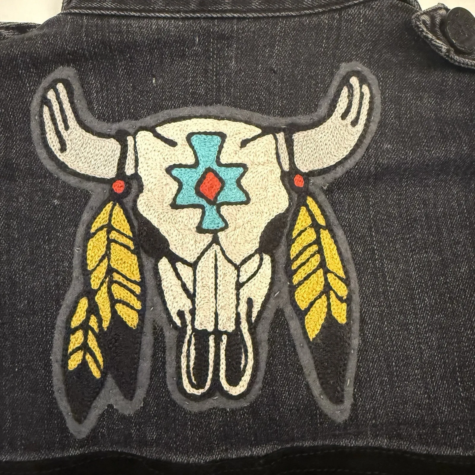 McGuire Skywalker Jacket Small Black Patches Suede Fringe Western Festival Rodeo - Image 10