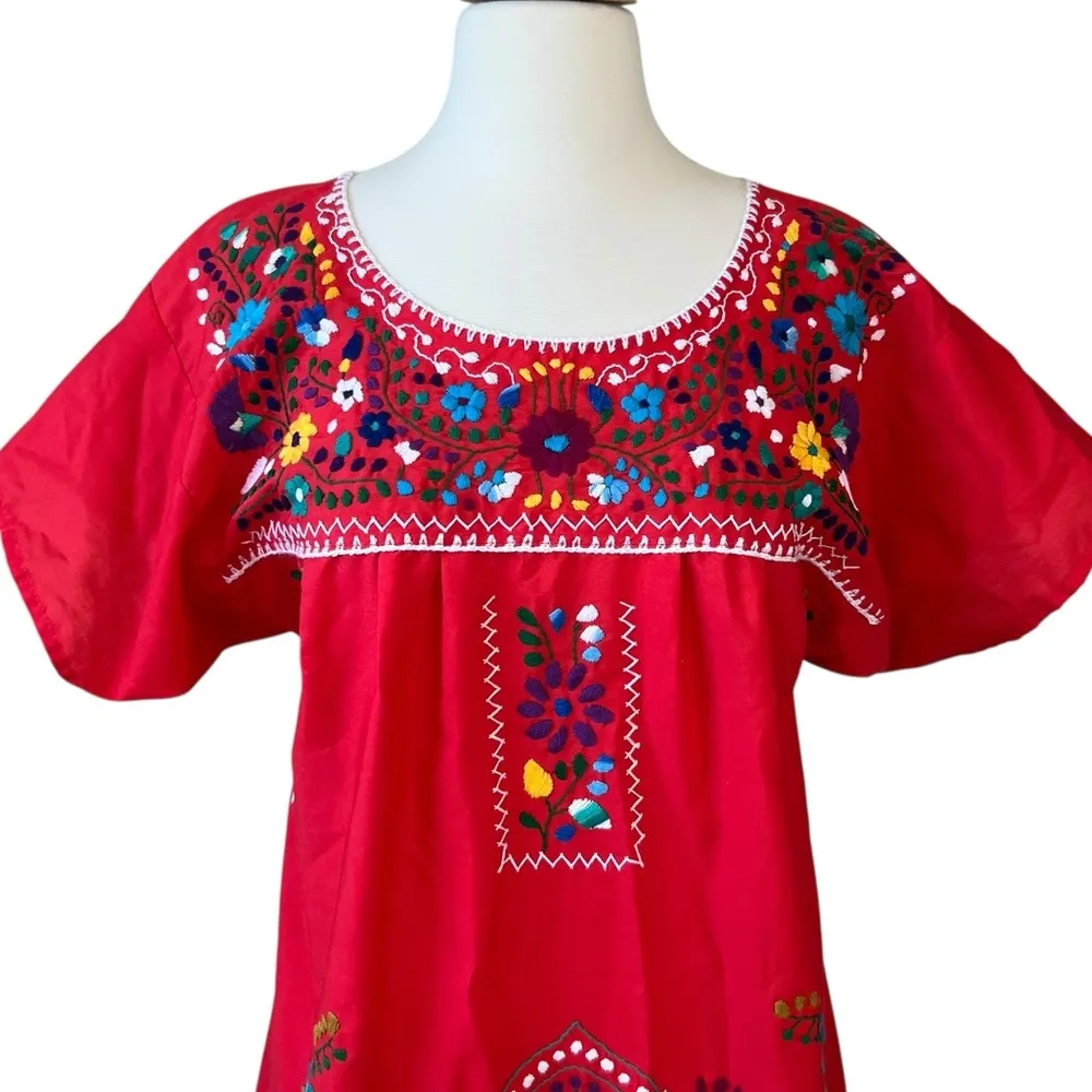 Liliana Cruz Red Traditional Handmade Mexican Dress Size M - Image 2