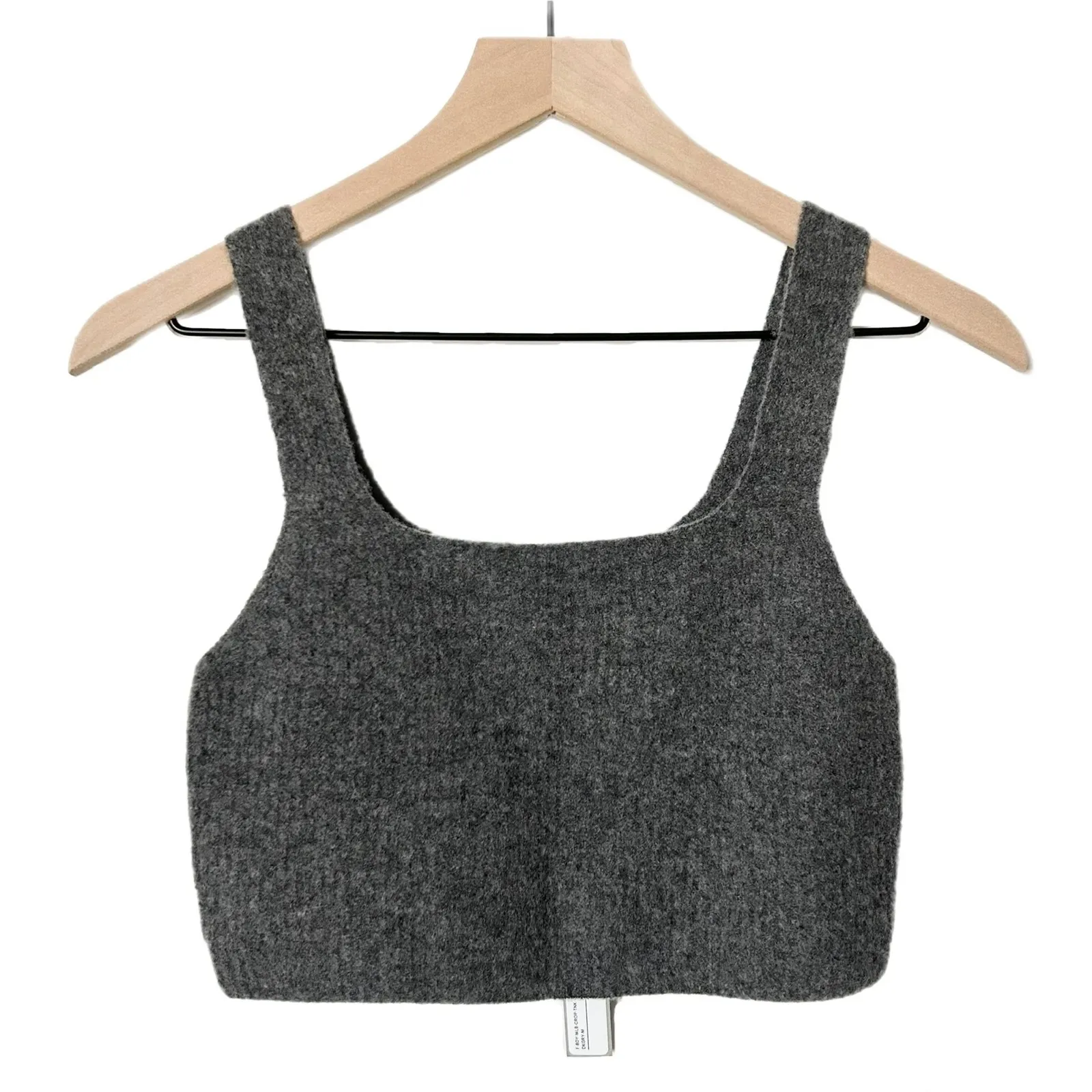NEW Everlane Wool Yak Hair Blend Ribbed Crop Tank Top Dark Grey Size Medium - Image 2
