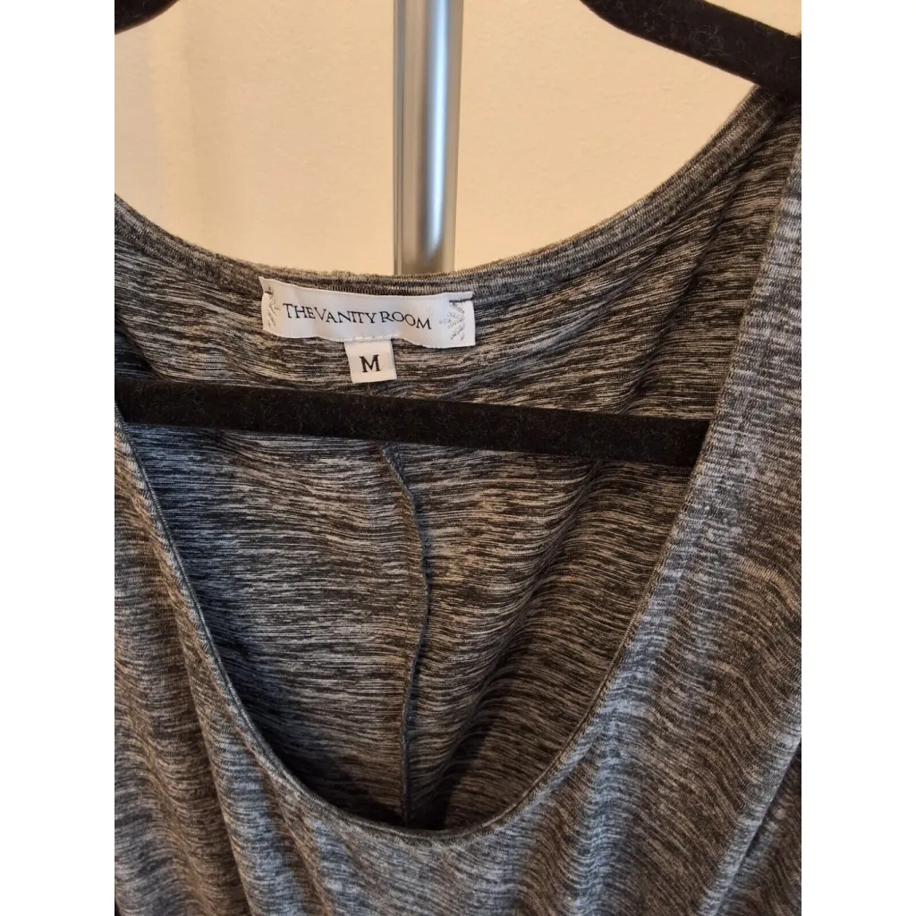 The Vanity Room Women's Twisted Dress Gray Sleeveless Hi-Low Hem Gathered Size M - Image 2