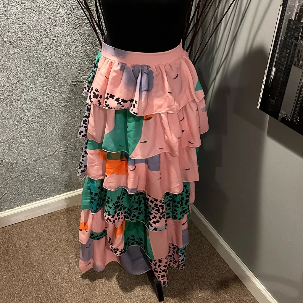 🍒NWT JUST HYPE BOHO RUFFLE MAXI SKIRT SIZE 4🍒 Pink - Image 2