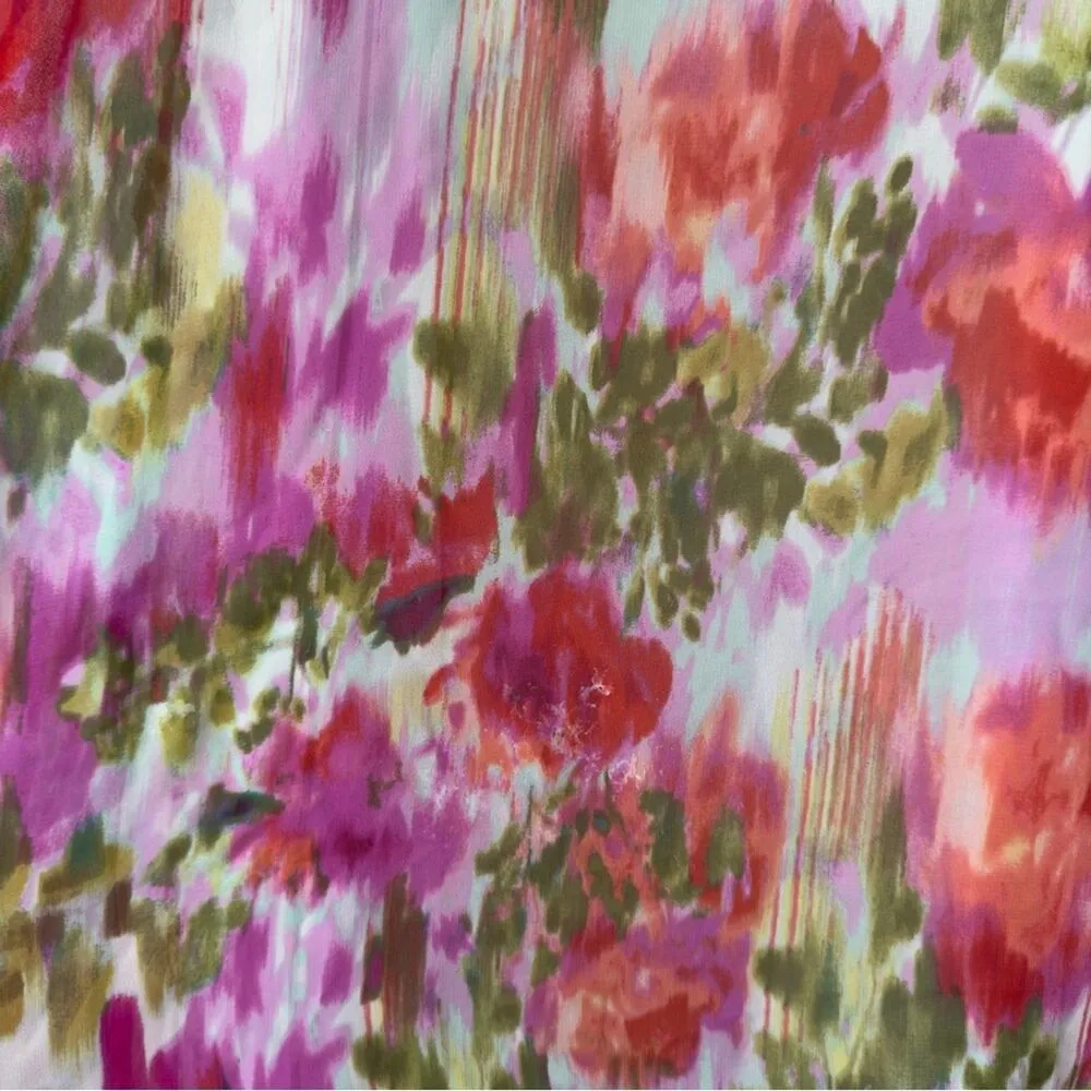 Maggy London Brushed Flower Printed Chiffon with Cold Shoulder Short Sleeve EUC - Image 10