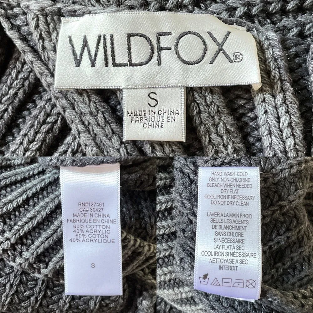 Wildfox Gray Black Knit Keyhole Cut Out Back Long Sleeve Sweater Small - Image 7