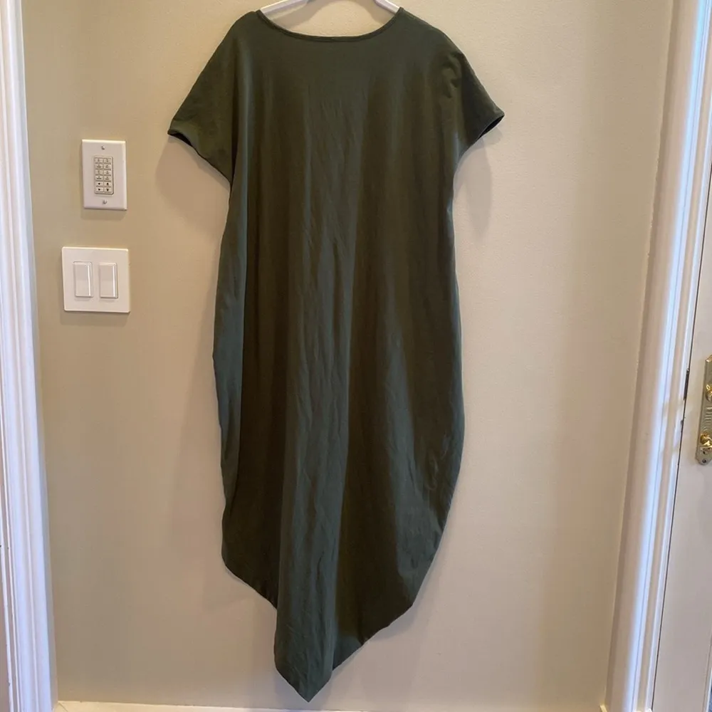 Universal Standard Iconic Geneva Pima Cotton Asymmetrical Crew Dress Green M - Image 4