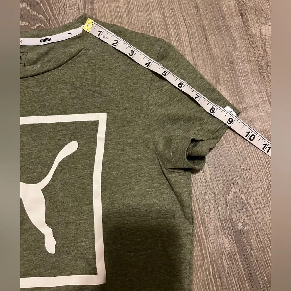 Puma Short Sleeve T Shirt Green Logo Womens Size S Activewear Athletic Causal - Image 2