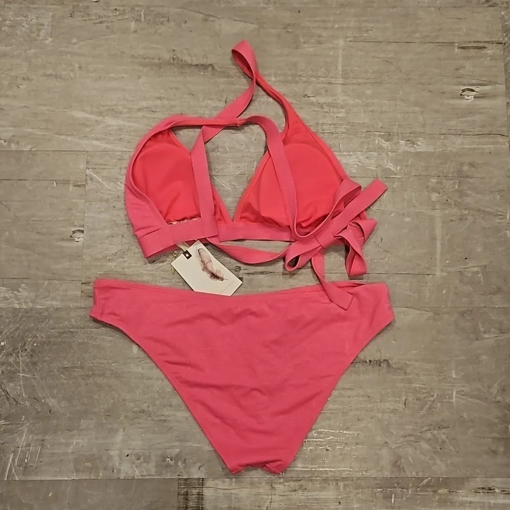 💕JESSICA SIMPSON💕 Glitter Bomb Bikini ~ Pop Pink Large L NWT - Image 2