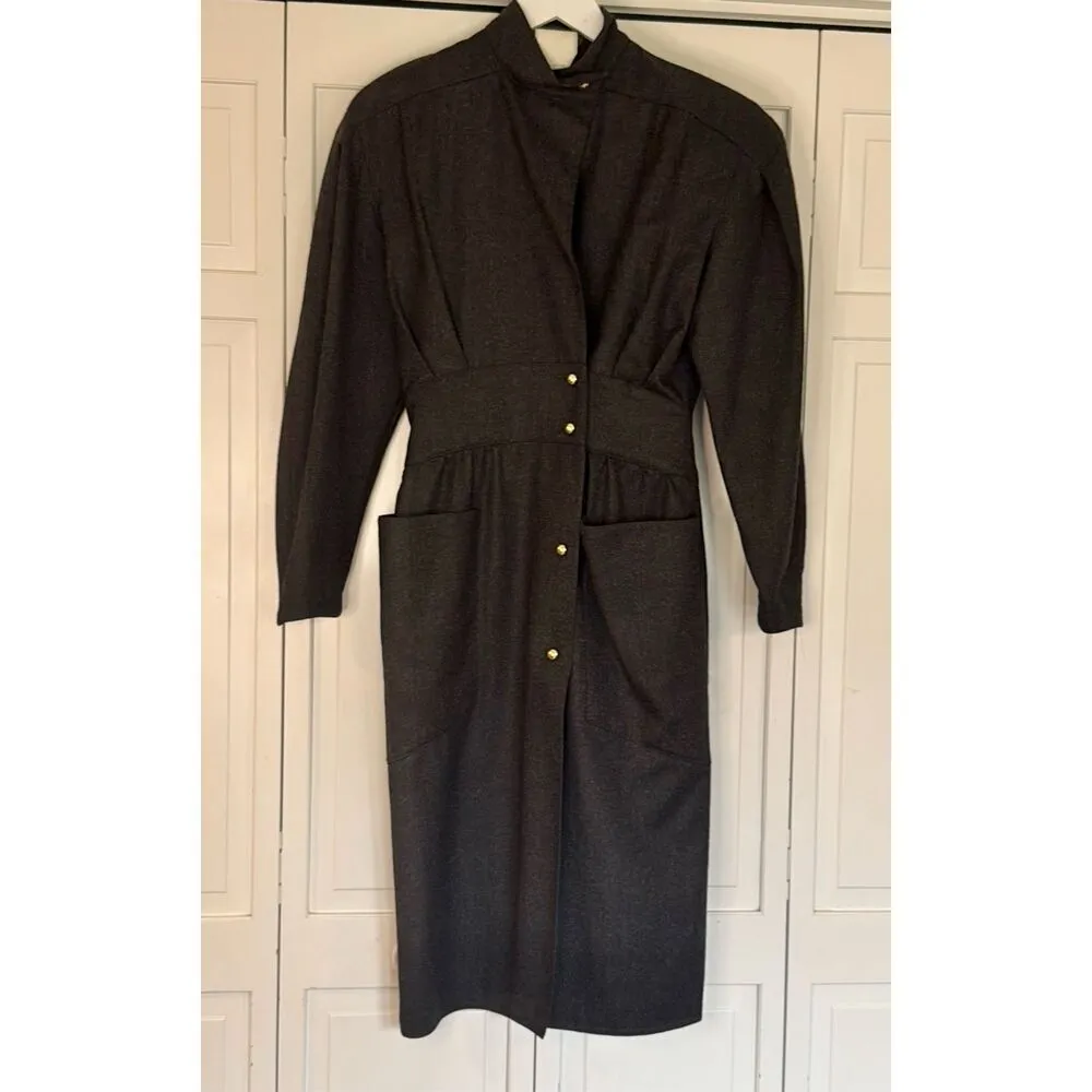 Harve Benard 100% wool vintage grey military style dress 4 - Image 2