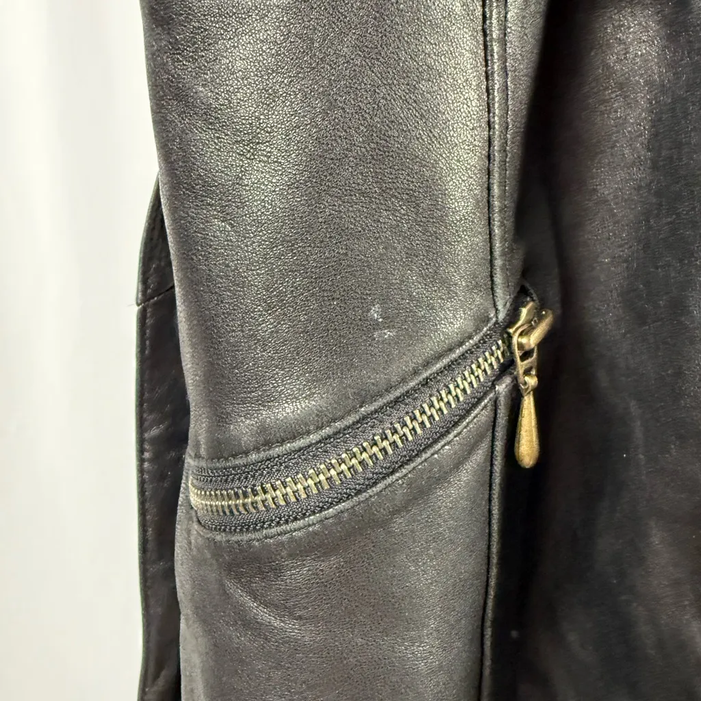 Vintage Valerie Stevens Lambskin Leather Belted Jacket in Black Size Medium - Image 5