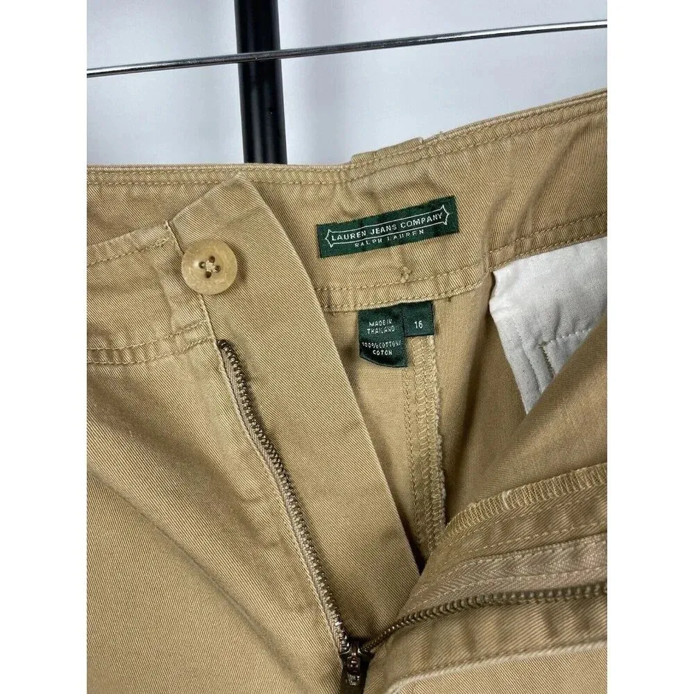 Lauren Jeans‎ Co. Tan Khaki 100% Cotton Cargo Shorts Size 16 - Image 5