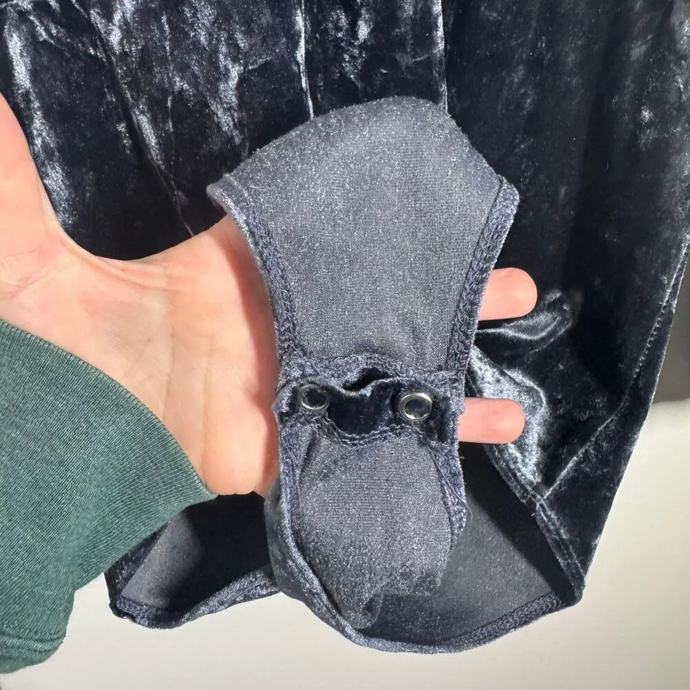 Women Size L Velvet Bodysuit Blue Babydoll 3/4 Sleeve Y2K Dark Romantic Witchy - Image 5