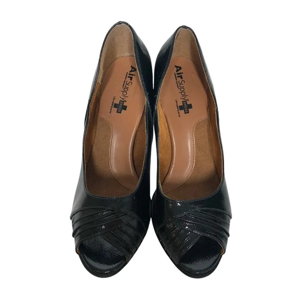Air Supply Marilyn Dress Black Peep Toe Comfort Shoes Pumps Heels Womens Size 7W - Image 5