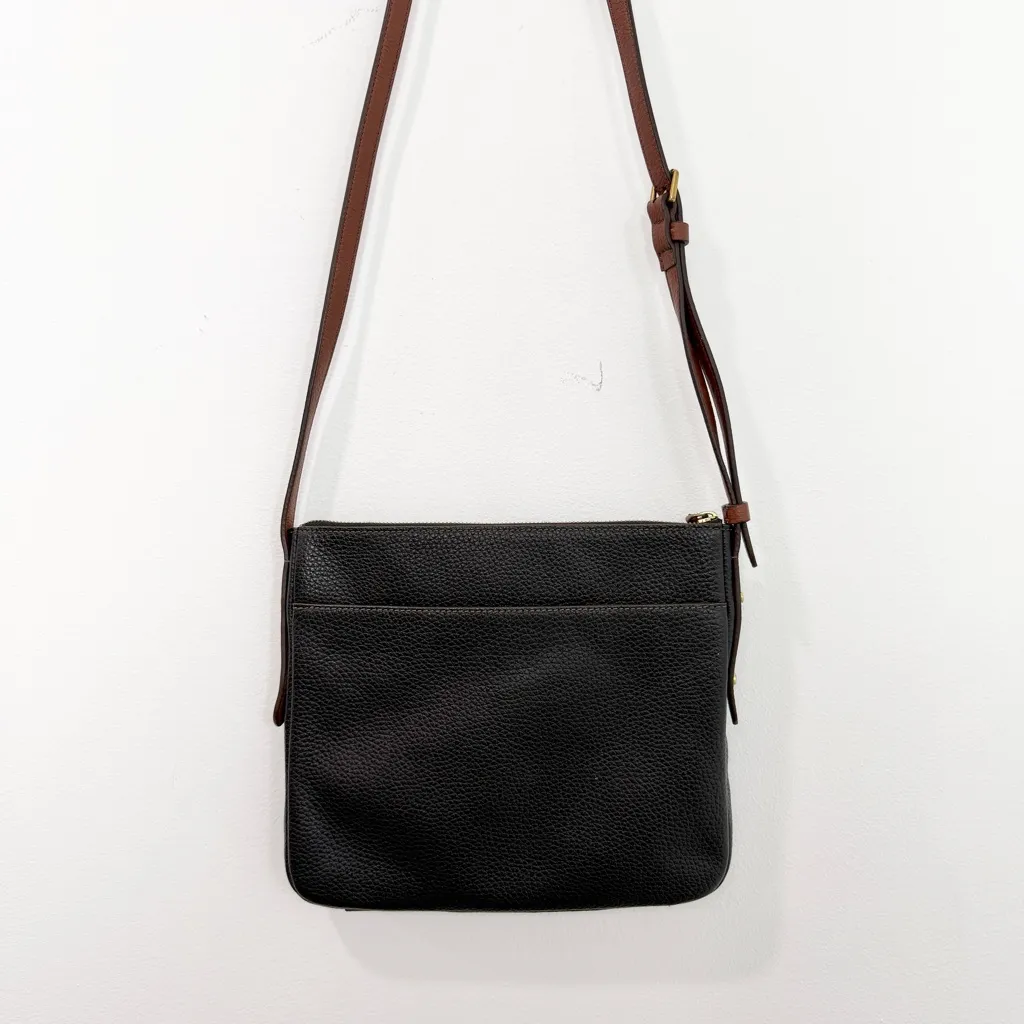 Fossil Black Pebble Leather Crossbody Bag Adjustable Strap - Image 4