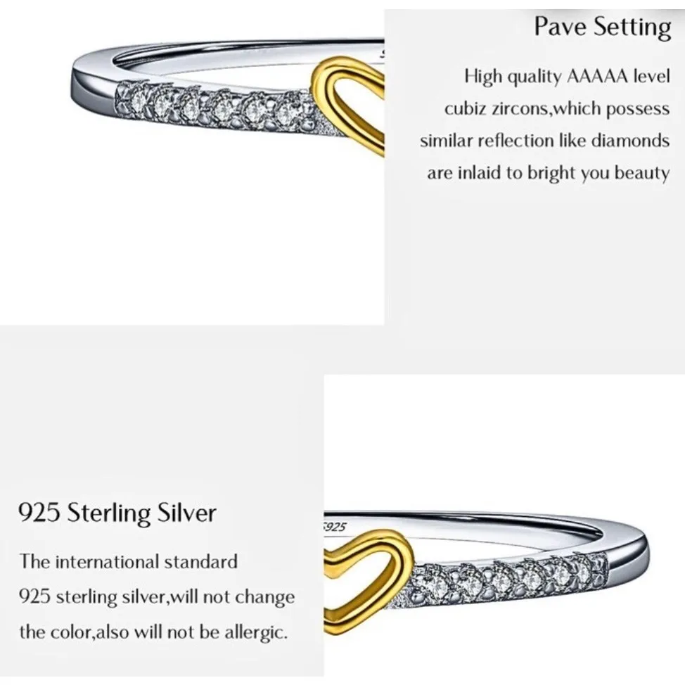 NEW PRETTY DAINTY‎ HEART RING | 925 STERLING SILVER RING, GOLD HEART RING SIZE 7 - Image 13