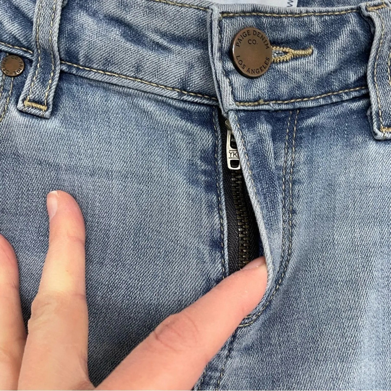 Paige Verdugo Crop Light Wash Distressed Jeans Womens 26 Blue Casual Fall Denim - Image 11