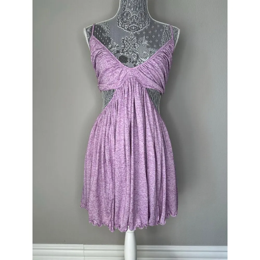 FREE PEOPLE BEACH Gathered Cut Out Strappy V Neck Mini Dress XS Made in USA - Image 5